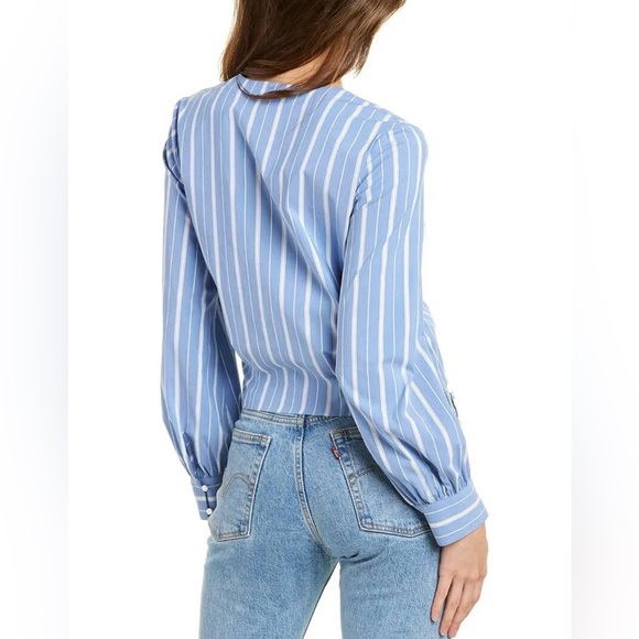 THEORY Quincy Striped Wrap Top Size L - Picture 4 of 12